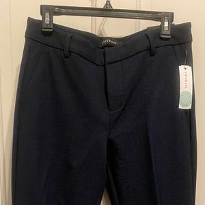 Dark navy dress pants, slim cut to ankle